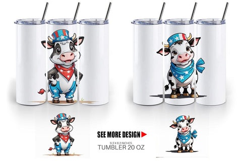 Tumbler Wrap Cow 4th of July Sublimation artnoy 