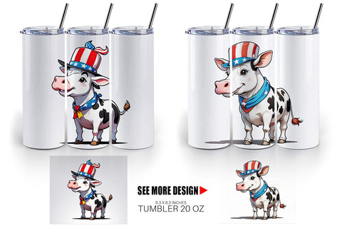 Tumbler Wrap Cow 4th of July Sublimation artnoy 