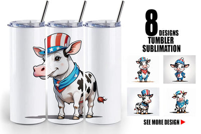 Tumbler Wrap Cow 4th of July Sublimation artnoy 