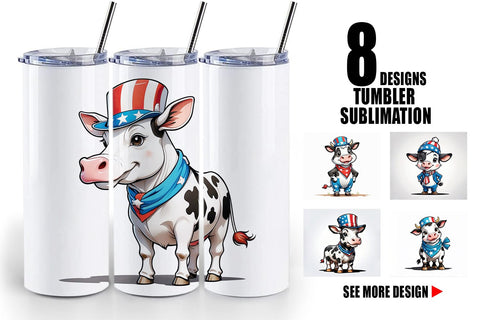 Tumbler Wrap Cow 4th of July Sublimation artnoy 