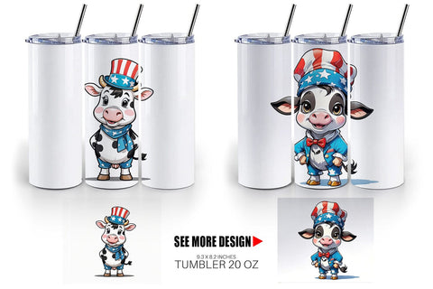 Tumbler Wrap Cow 4th of July Sublimation artnoy 