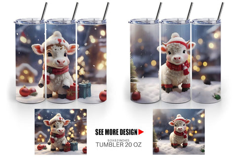 Tumbler Wrap Cow Christmas Sublimation artnoy 