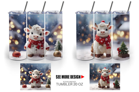Tumbler Wrap Cow Christmas Sublimation artnoy 