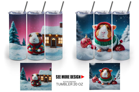 Tumbler Wrap Crochet Guinea Pig Sublimation artnoy 