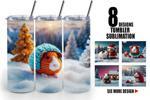 Tumbler Wrap Crochet Guinea Pig Sublimation artnoy 