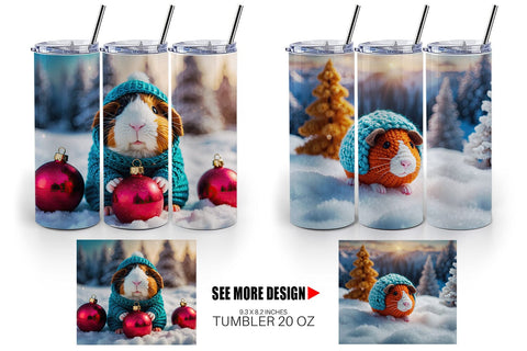 Tumbler Wrap Crochet Guinea Pig Sublimation artnoy 