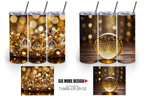 Tumbler Wrap Crystal Gold Sublimation artnoy 
