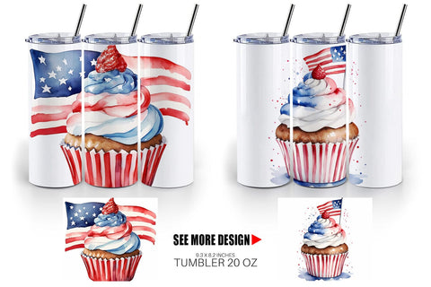 Tumbler Wrap Cupcake 4th of July Sublimation artnoy 
