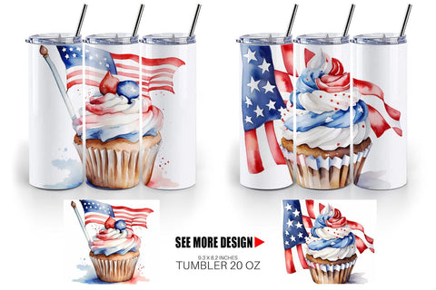 Tumbler Wrap Cupcake 4th of July Sublimation artnoy 