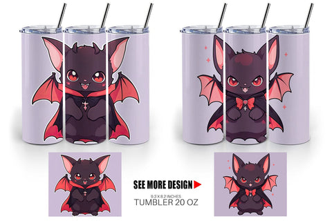 Tumbler Wrap Cute Bat Halloween Sublimation artnoy 