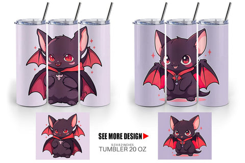 Tumbler Wrap Cute Bat Halloween Sublimation artnoy 