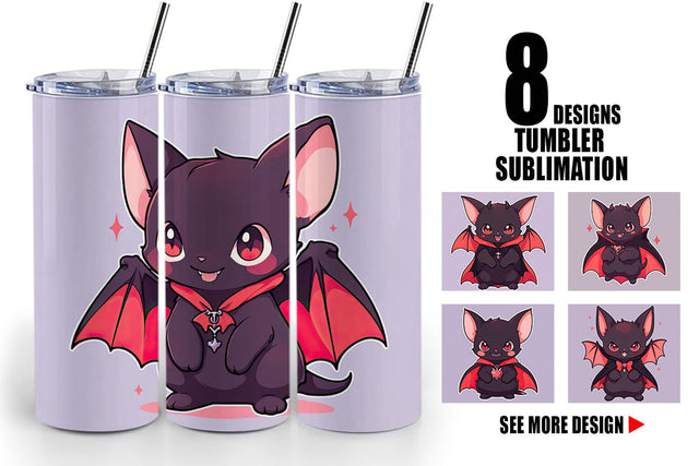 Tumbler Wrap Cute Bat Halloween Sublimation artnoy 