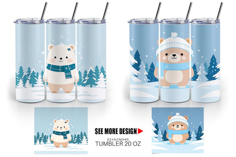 Tumbler Wrap Cute Bear Winter Sublimation artnoy 