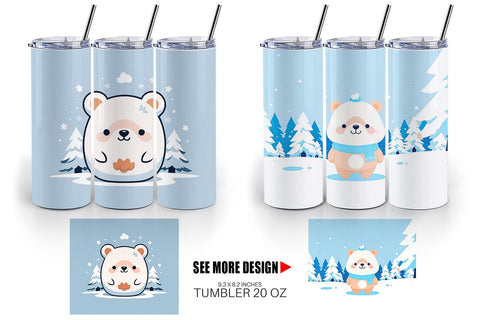 Tumbler Wrap Cute Bear Winter Sublimation artnoy 