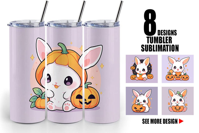 Tumbler Wrap Cute Bunny Halloween Sublimation artnoy 