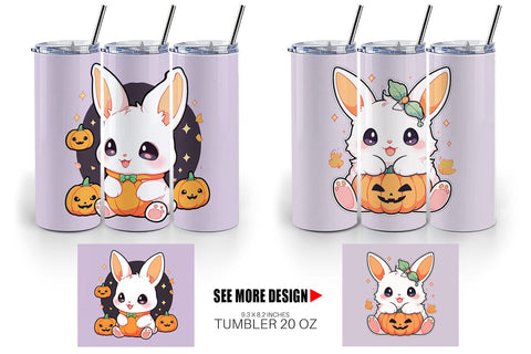 Tumbler Wrap Cute Bunny Halloween Sublimation artnoy 