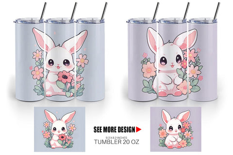 Tumbler Wrap Cute Bunny Illustration Sublimation artnoy 