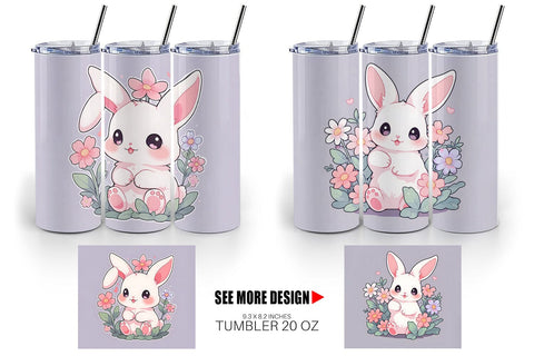 Tumbler Wrap Cute Bunny Illustration Sublimation artnoy 