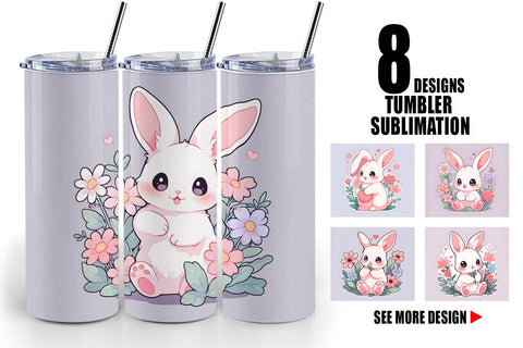 Tumbler Wrap Cute Bunny Illustration Sublimation artnoy 