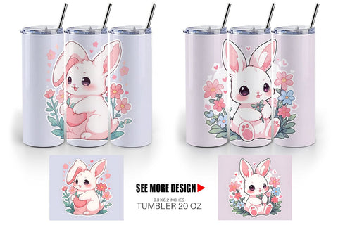 Tumbler Wrap Cute Bunny Illustration Sublimation artnoy 