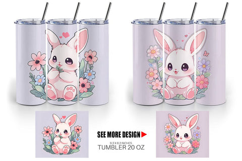 Tumbler Wrap Cute Bunny Illustration Sublimation artnoy 