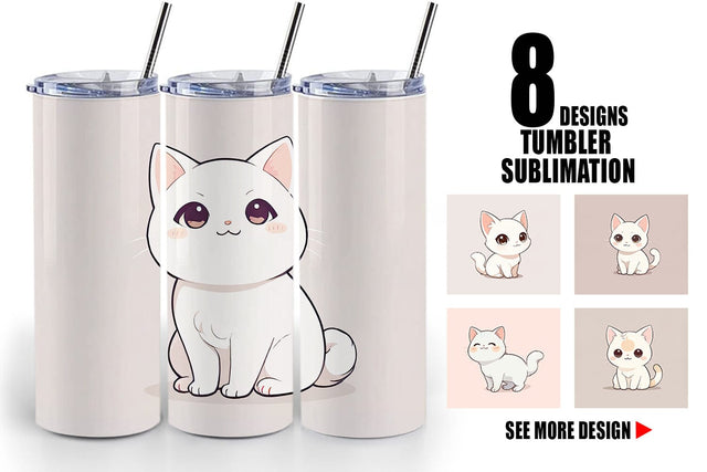 Tumbler Wrap Cute Cartoon Cat Sublimation artnoy 