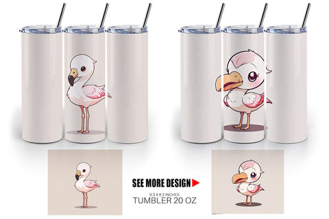 Tumbler Wrap Cute Cartoon Flamingo Sublimation artnoy 
