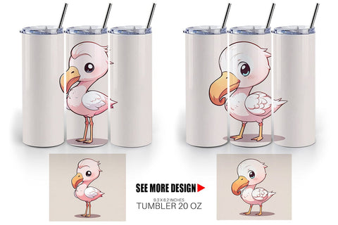 Tumbler Wrap Cute Cartoon Flamingo Sublimation artnoy 