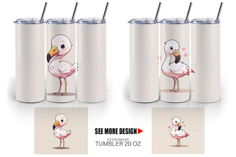 Tumbler Wrap Cute Cartoon Flamingo Sublimation artnoy 
