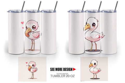 Tumbler Wrap Cute Cartoon Flamingo Sublimation artnoy 