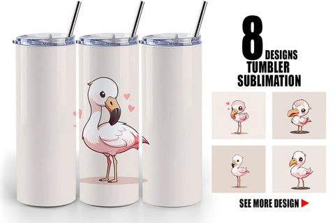 Tumbler Wrap Cute Cartoon Flamingo Sublimation artnoy 