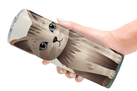 Tumbler Wrap Cute Cat and Organic Forms Sublimation artnoy 