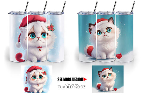 Tumbler Wrap Cute Cat Christmas Sublimation artnoy 