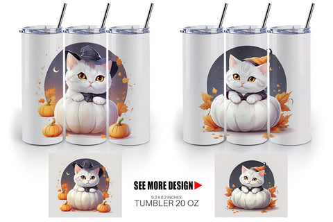 Tumbler Wrap Cute Cat Halloween Sublimation artnoy 