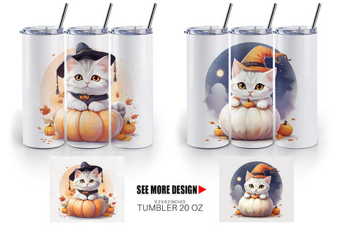 Tumbler Wrap Cute Cat Halloween Sublimation artnoy 
