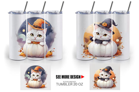Tumbler Wrap Cute Cat Halloween Sublimation artnoy 
