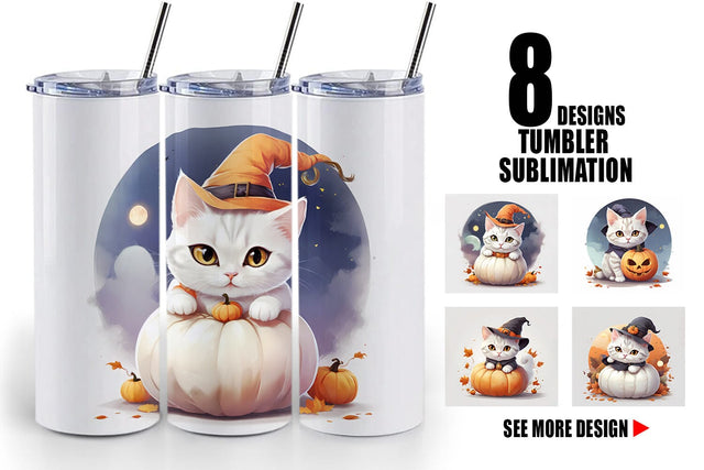 Tumbler Wrap Cute Cat Halloween Sublimation artnoy 