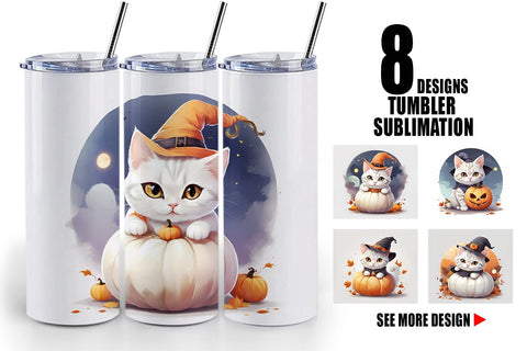 Tumbler Wrap Cute Cat Halloween Sublimation artnoy 