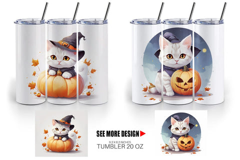 Tumbler Wrap Cute Cat Halloween Sublimation artnoy 