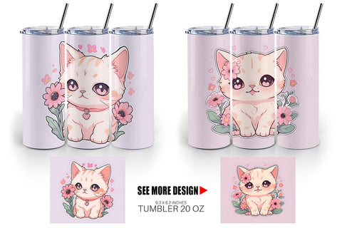 Tumbler Wrap Cute Cat Illustration Sublimation artnoy 