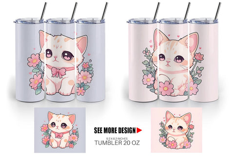 Tumbler Wrap Cute Cat Illustration Sublimation artnoy 