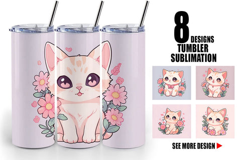 Tumbler Wrap Cute Cat Illustration Sublimation artnoy 