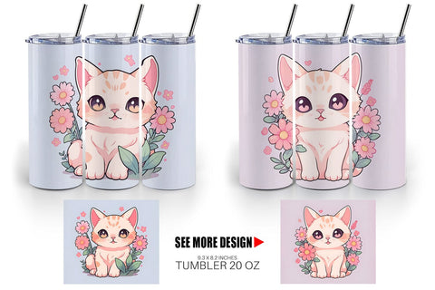 Tumbler Wrap Cute Cat Illustration Sublimation artnoy 