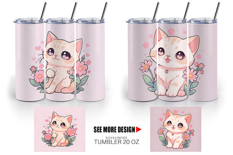 Tumbler Wrap Cute Cat Illustration Sublimation artnoy 