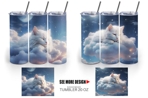 Tumbler Wrap Cute Cat Sleeping Sublimation artnoy 
