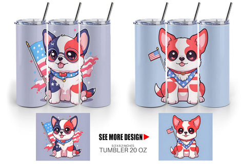 Tumbler Wrap Cute Dog Patriotic Sublimation artnoy 