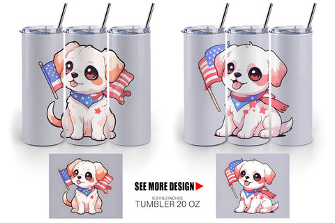Tumbler Wrap Cute Dog Patriotic Sublimation artnoy 