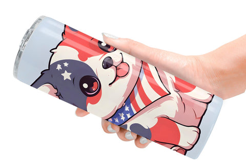 Tumbler Wrap Cute Dog Patriotic Sublimation artnoy 