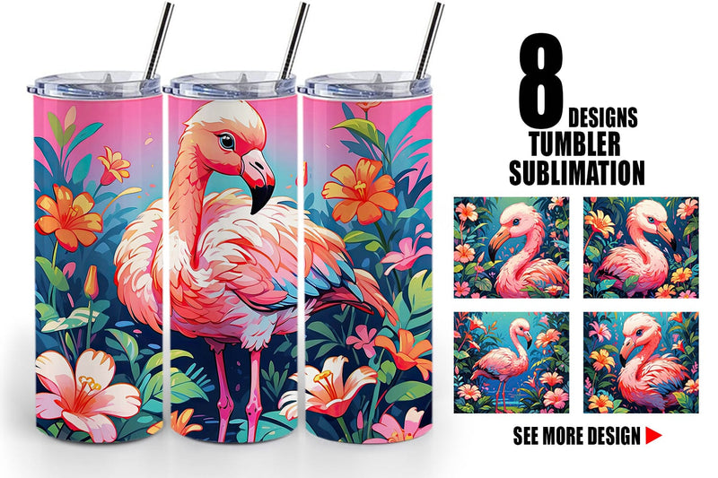 Tumbler Wrap Cute Flamingo Sublimation artnoy 