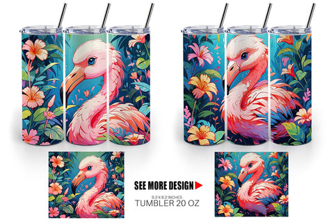 Tumbler Wrap Cute Flamingo Sublimation artnoy 